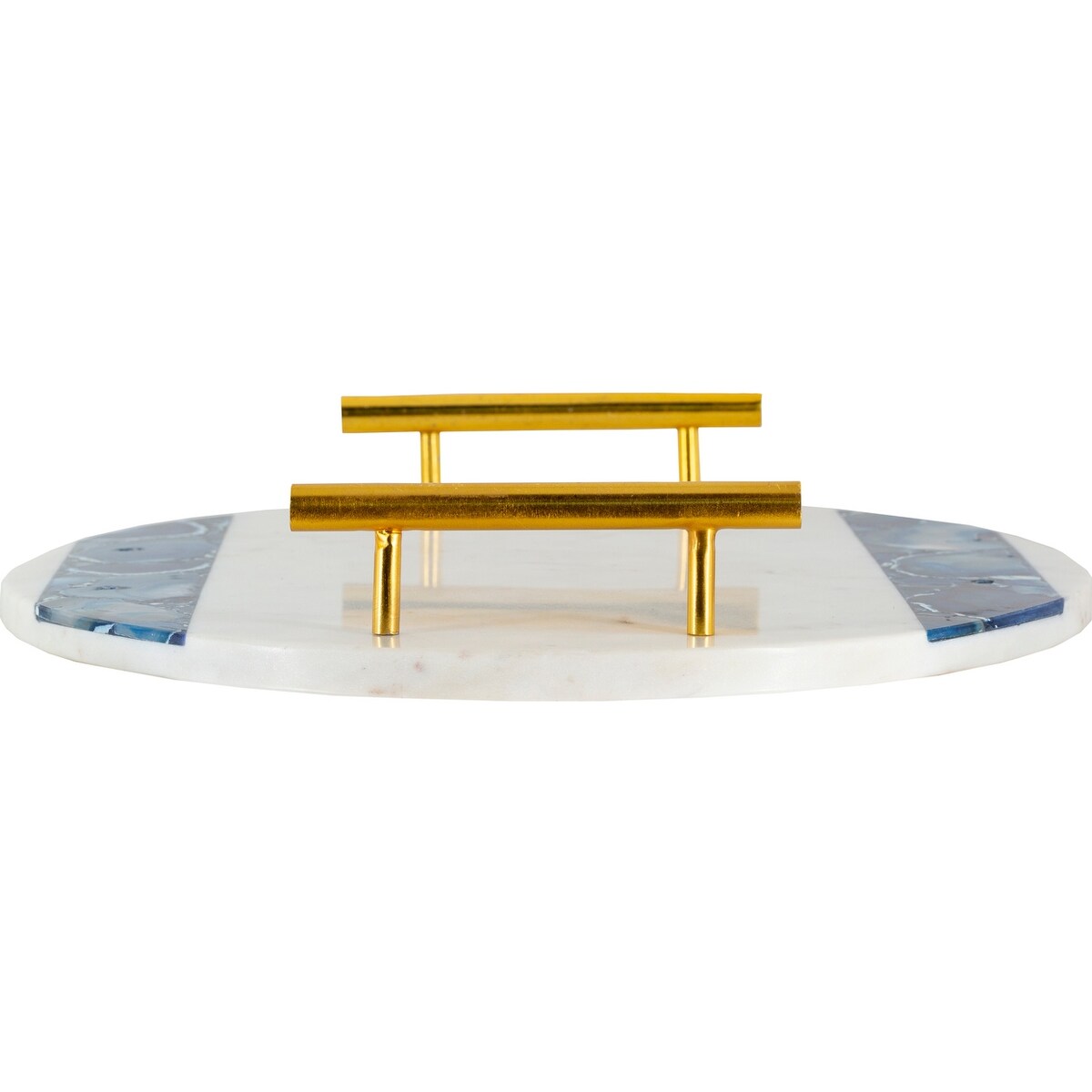 Lanna Blue Agate & Marble 14-inch Round Accent Tray - 14" x 14" x 2.1"