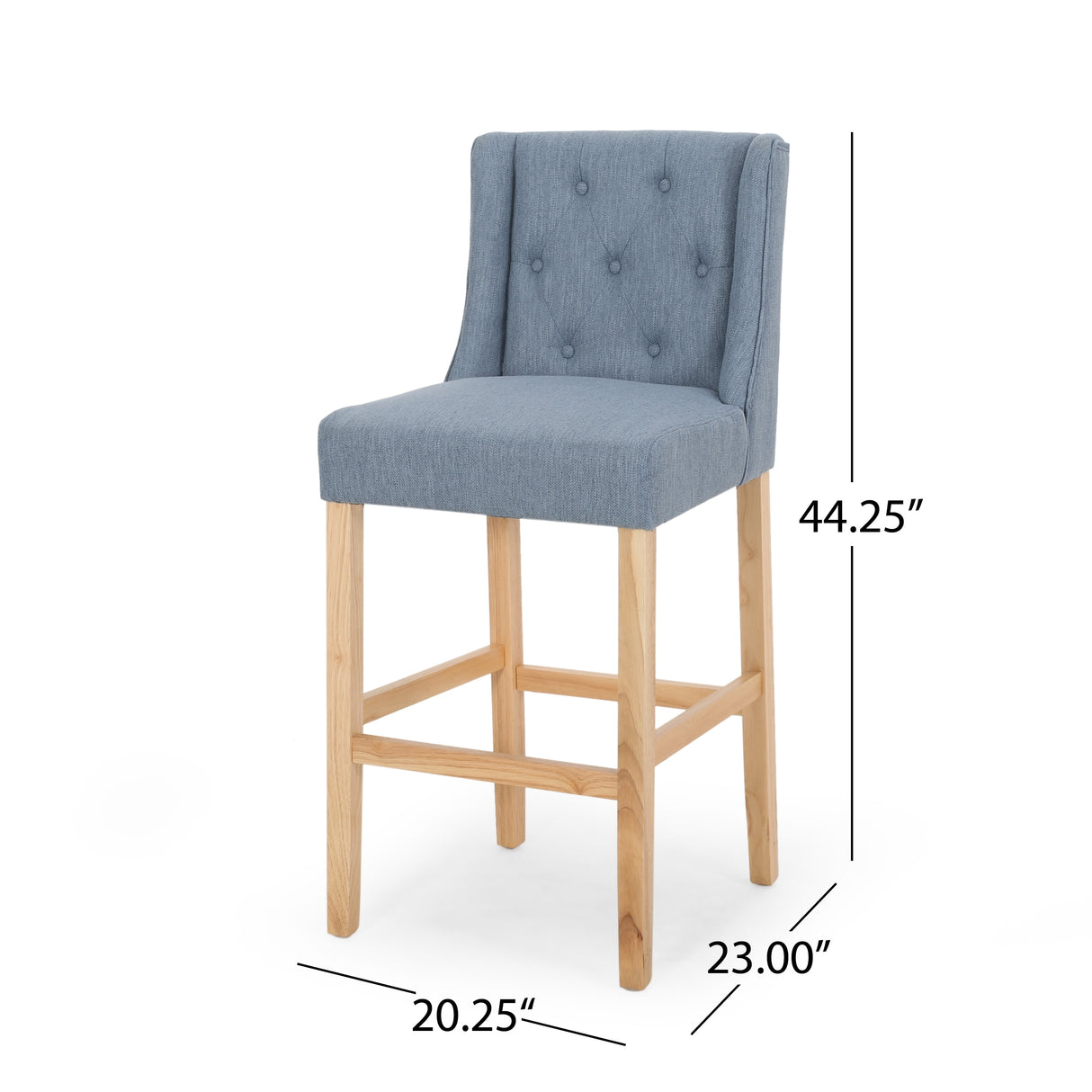 Lansglen Button Tufted Fabric Wingback Bar Stool (Set of 2) by Christopher Knight Home