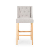 Lansglen Button Tufted Fabric Wingback Bar Stool (Set of 2) by Christopher Knight Home