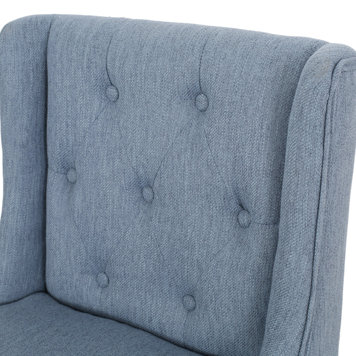 Lansglen Button Tufted Fabric Wingback Bar Stool (Set of 2) by Christopher Knight Home