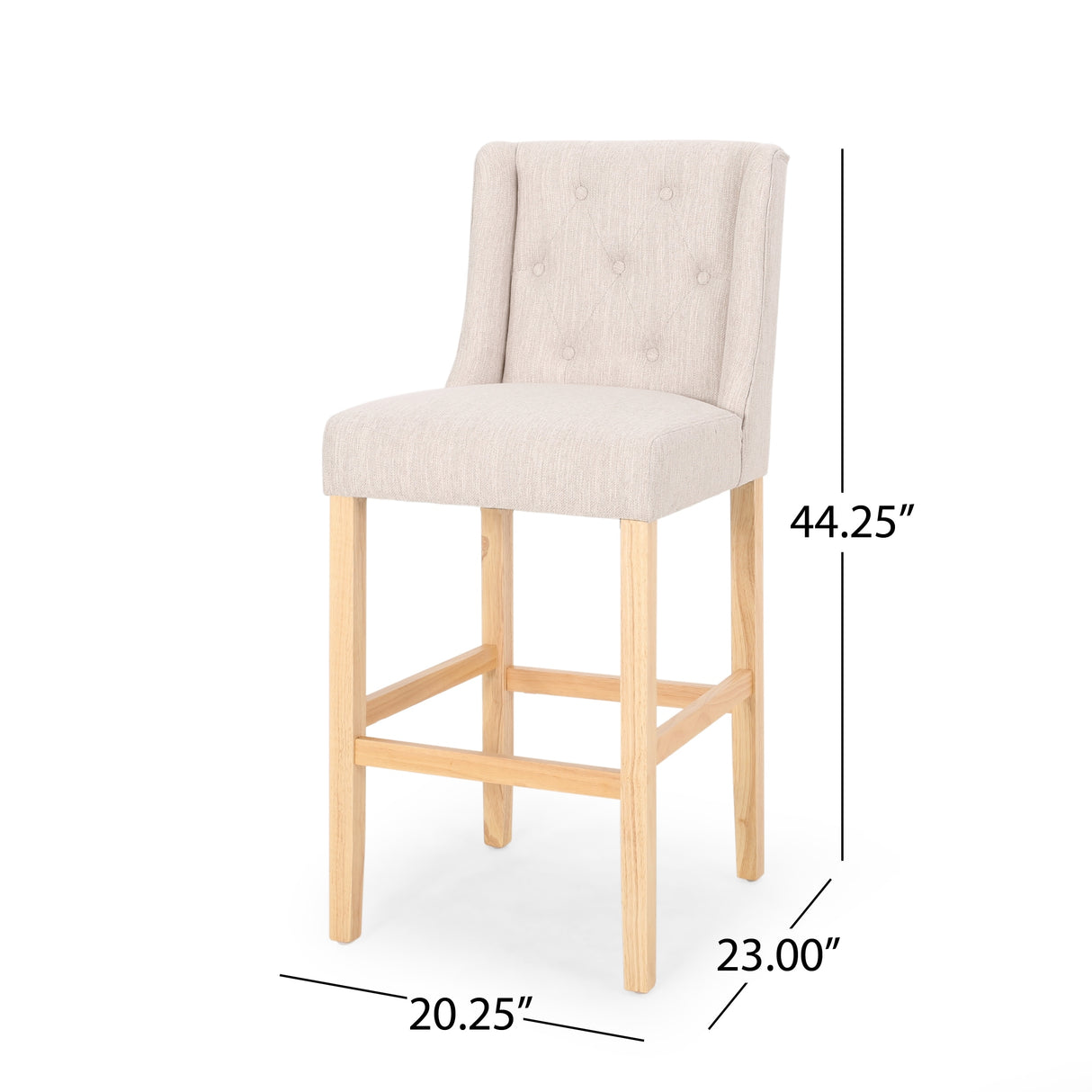 Lansglen Button Tufted Fabric Wingback Bar Stool (Set of 2) by Christopher Knight Home