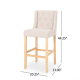 Lansglen Button Tufted Fabric Wingback Bar Stool (Set of 2) by Christopher Knight Home