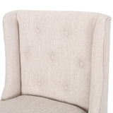 Lansglen Button Tufted Fabric Wingback Bar Stool (Set of 2) by Christopher Knight Home