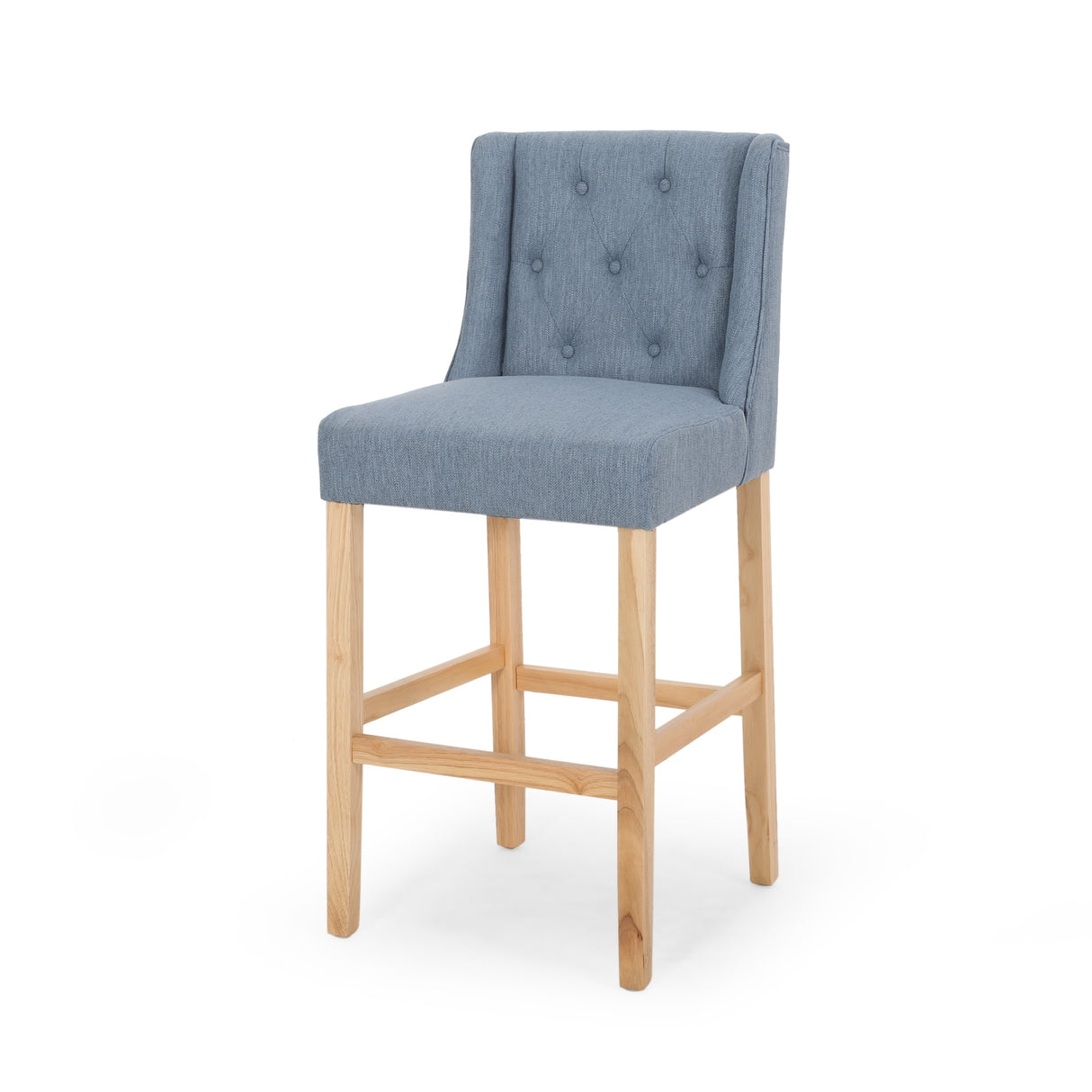 Lansglen Button Tufted Fabric Wingback Bar Stool (Set of 2) by Christopher Knight Home