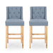 Lansglen Button Tufted Fabric Wingback Bar Stool (Set of 2) by Christopher Knight Home