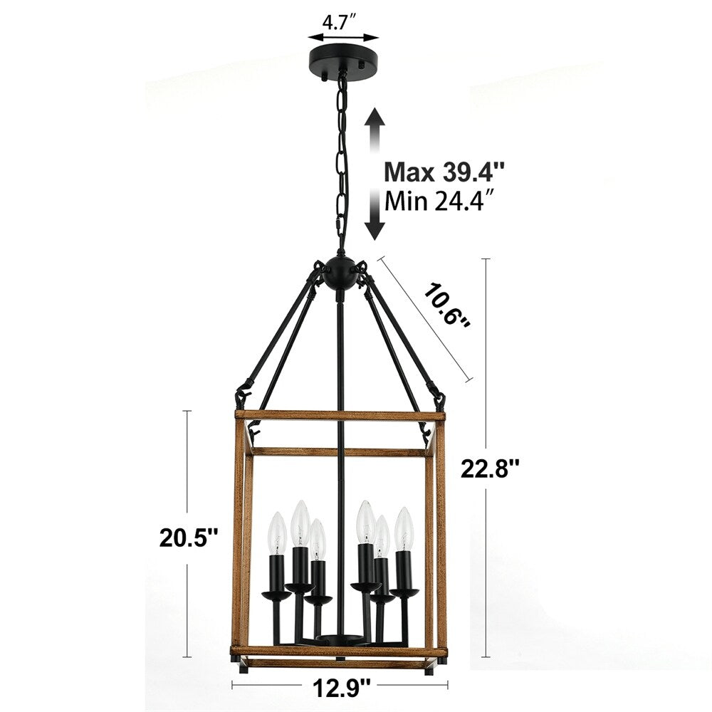 Lantern Style Elegant Geometric Wood Chandelier