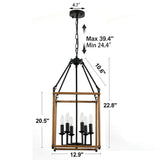 Lantern Style Elegant Geometric Wood Chandelier