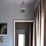 Lantern Style Elegant Geometric Wood Chandelier