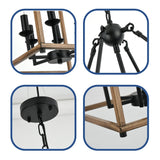 Lantern Style Elegant Geometric Wood Chandelier