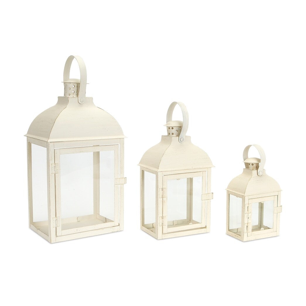 Lantern (Set of 3) 7.5"-14"H Iron/Glass