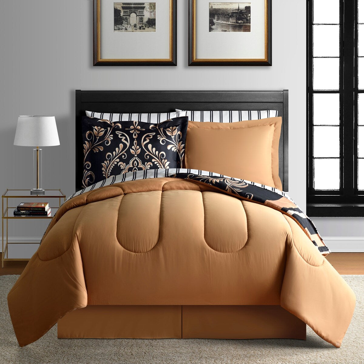 Lanwood Home Sabrina Reversible 6-Piece Bed-in-A-Bag Comforter Set
