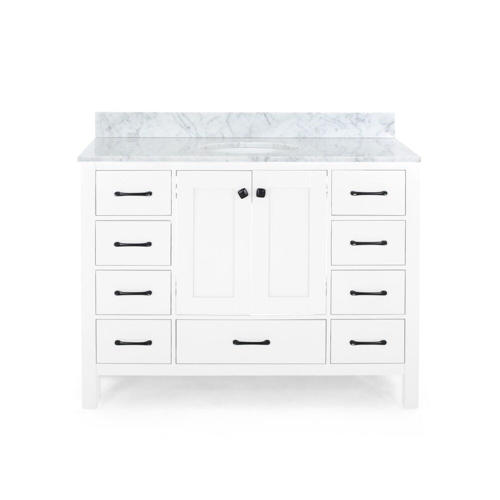 Laranne Contemporary 48" Wood Single Sink Bathroom Vanity with Carrera Marble Top by Christopher Knight Home