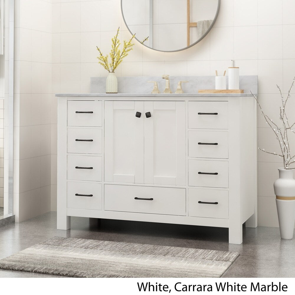 Laranne Contemporary 48" Wood Single Sink Bathroom Vanity with Carrera Marble Top by Christopher Knight Home