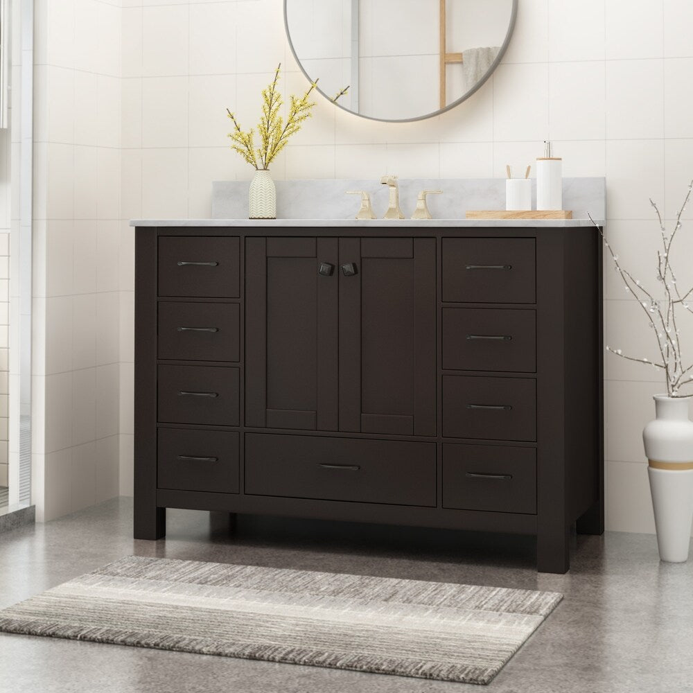 Laranne Contemporary 48" Wood Single Sink Bathroom Vanity with Carrera Marble Top by Christopher Knight Home
