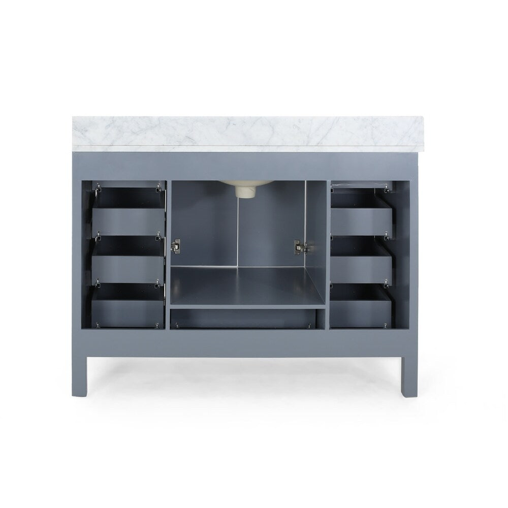 Laranne Contemporary 48" Wood Single Sink Bathroom Vanity with Carrera Marble Top by Christopher Knight Home