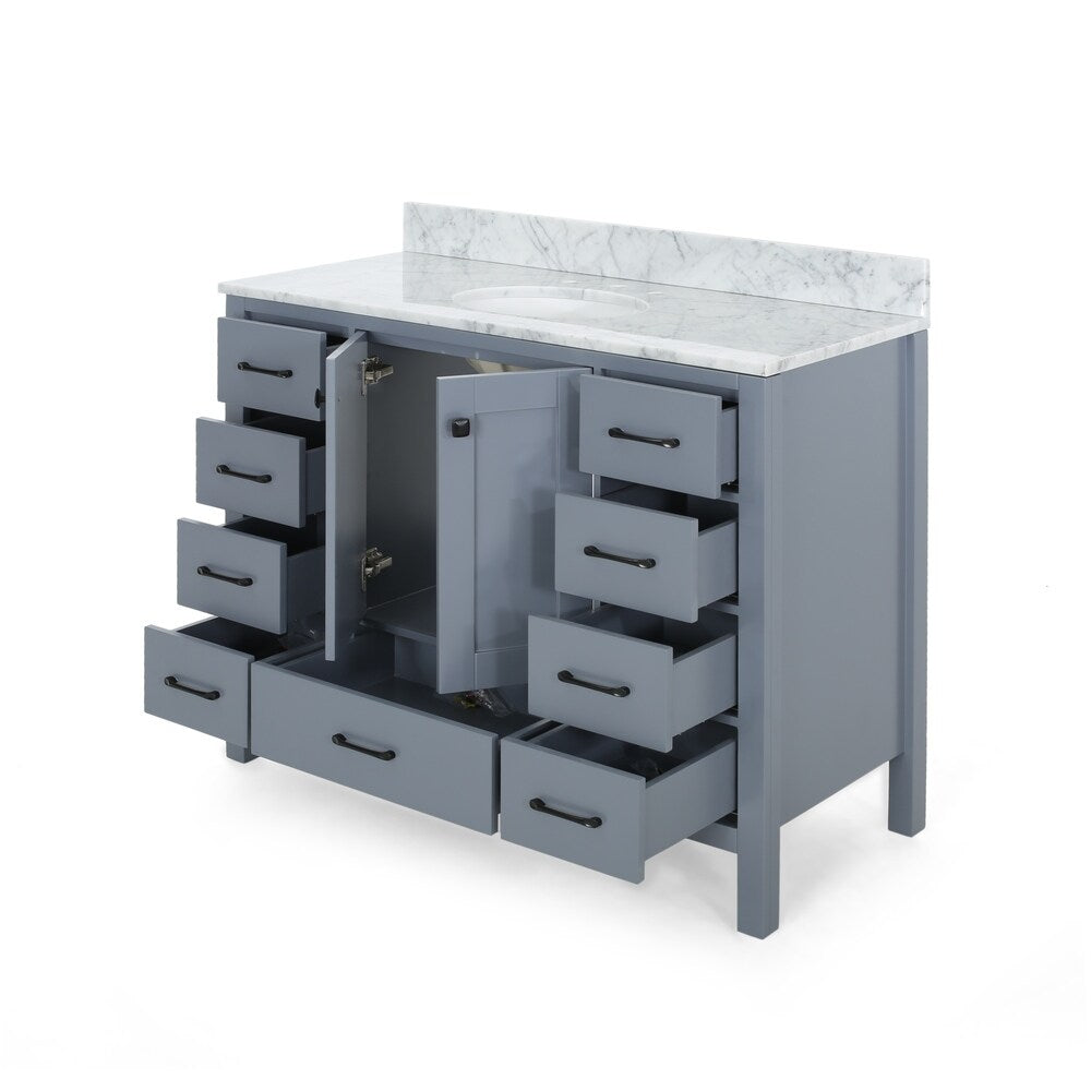 Laranne Contemporary 48" Wood Single Sink Bathroom Vanity with Carrera Marble Top by Christopher Knight Home