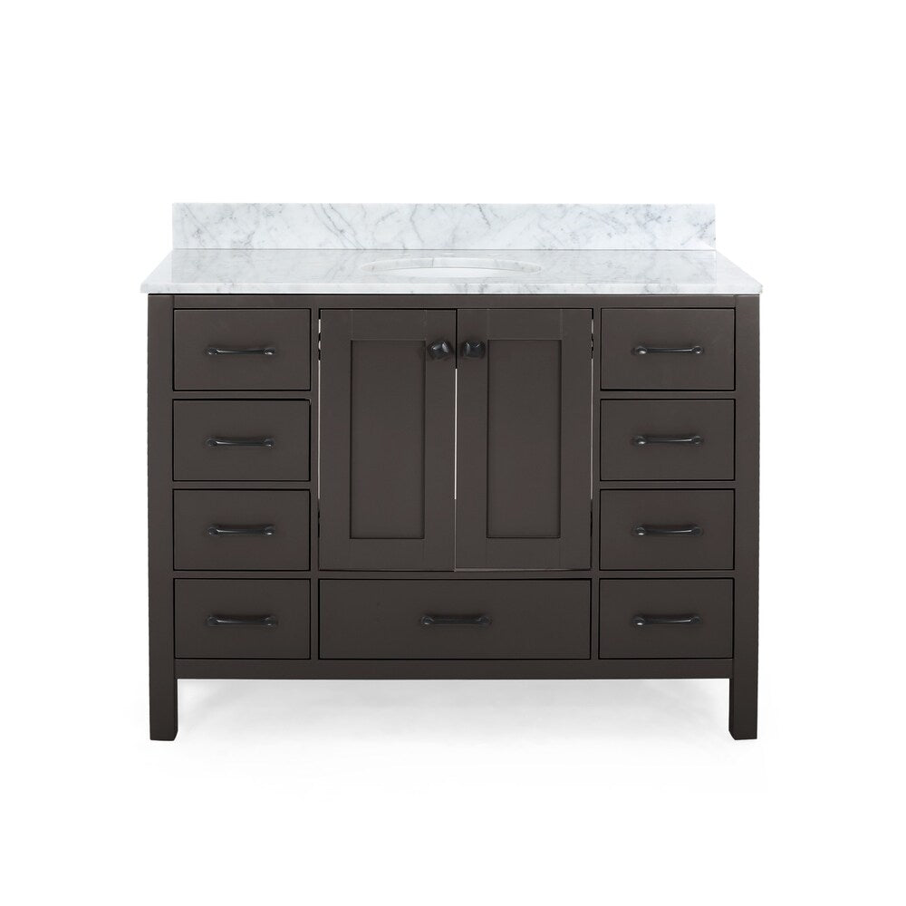 Laranne Contemporary 48" Wood Single Sink Bathroom Vanity with Carrera Marble Top by Christopher Knight Home