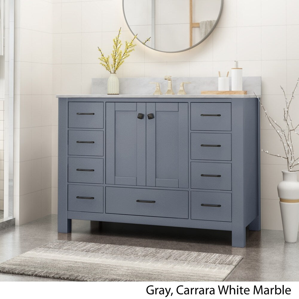 Laranne Contemporary 48" Wood Single Sink Bathroom Vanity with Carrera Marble Top by Christopher Knight Home