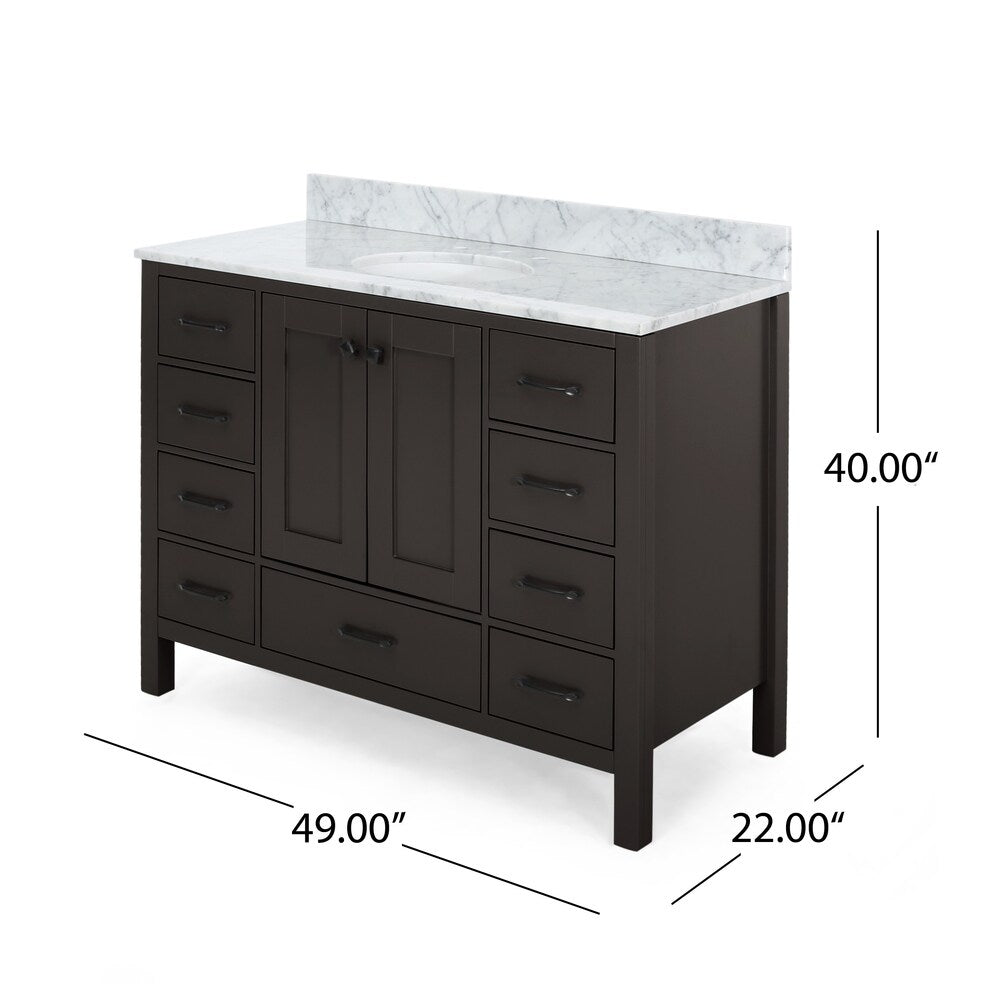 Laranne Contemporary 48" Wood Single Sink Bathroom Vanity with Carrera Marble Top by Christopher Knight Home