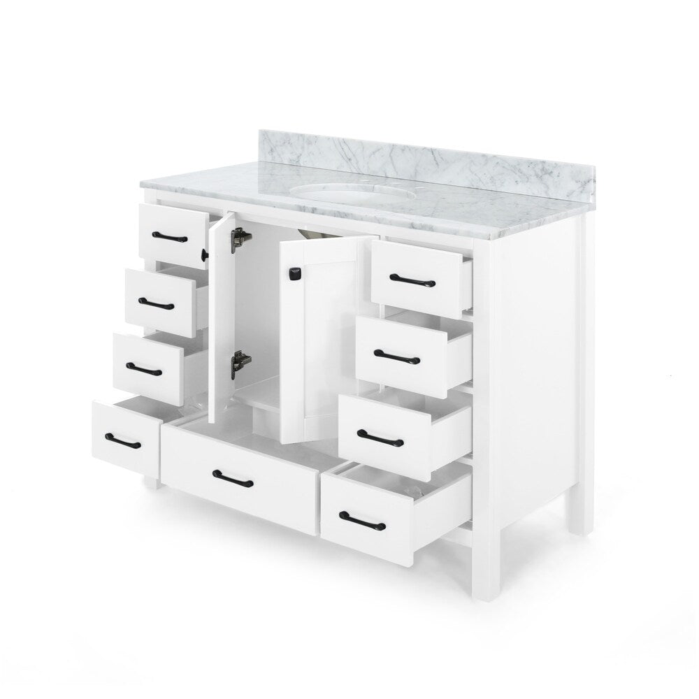 Laranne Contemporary 48" Wood Single Sink Bathroom Vanity with Carrera Marble Top by Christopher Knight Home
