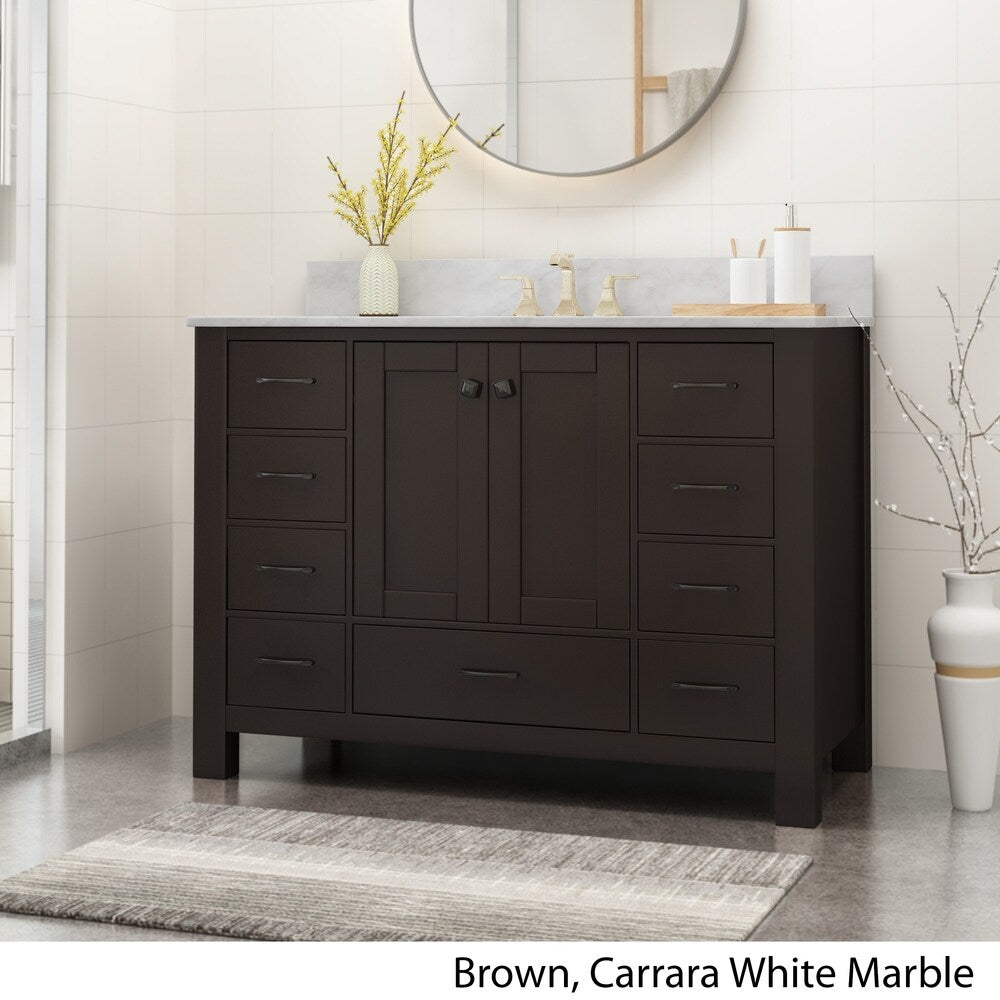 Laranne Contemporary 48" Wood Single Sink Bathroom Vanity with Carrera Marble Top by Christopher Knight Home