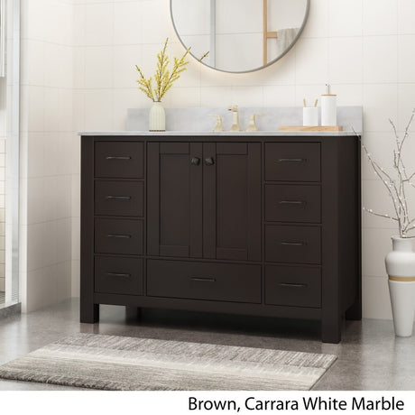 Laranne Contemporary 48" Wood Single Sink Bathroom Vanity with Carrera Marble Top by Christopher Knight Home