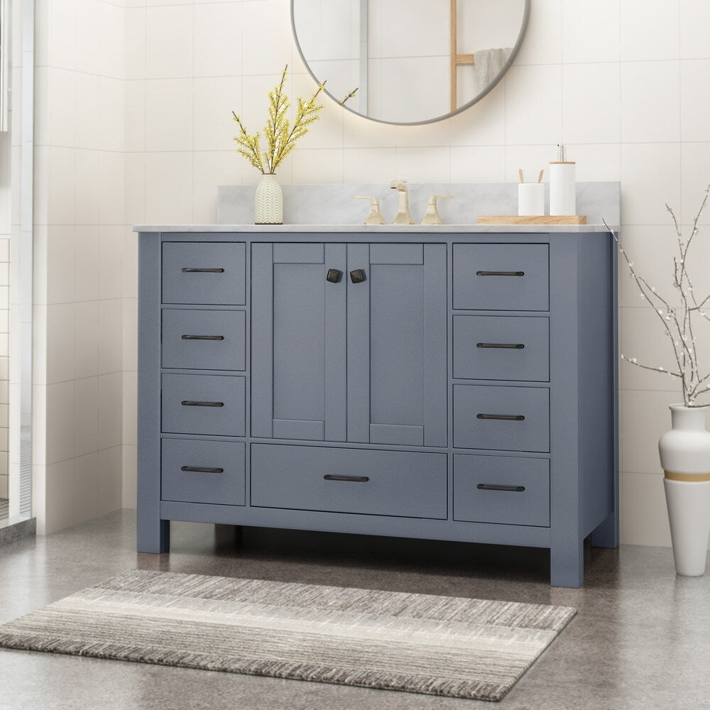 Laranne Contemporary 48" Wood Single Sink Bathroom Vanity with Carrera Marble Top by Christopher Knight Home