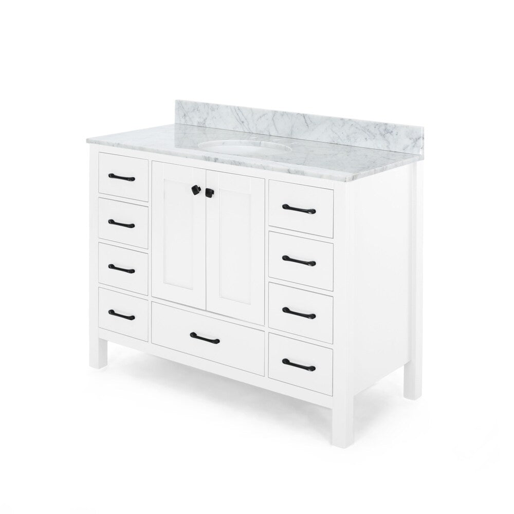 Laranne Contemporary 48" Wood Single Sink Bathroom Vanity with Carrera Marble Top by Christopher Knight Home