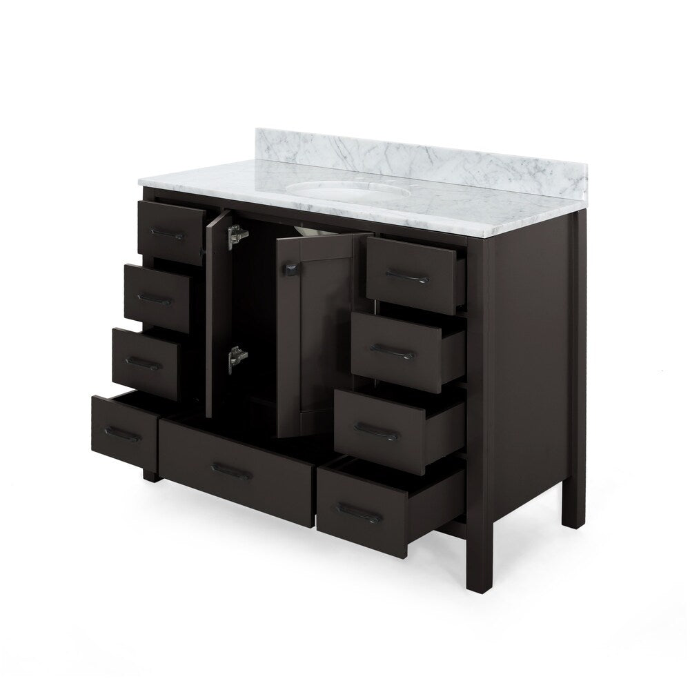 Laranne Contemporary 48" Wood Single Sink Bathroom Vanity with Carrera Marble Top by Christopher Knight Home