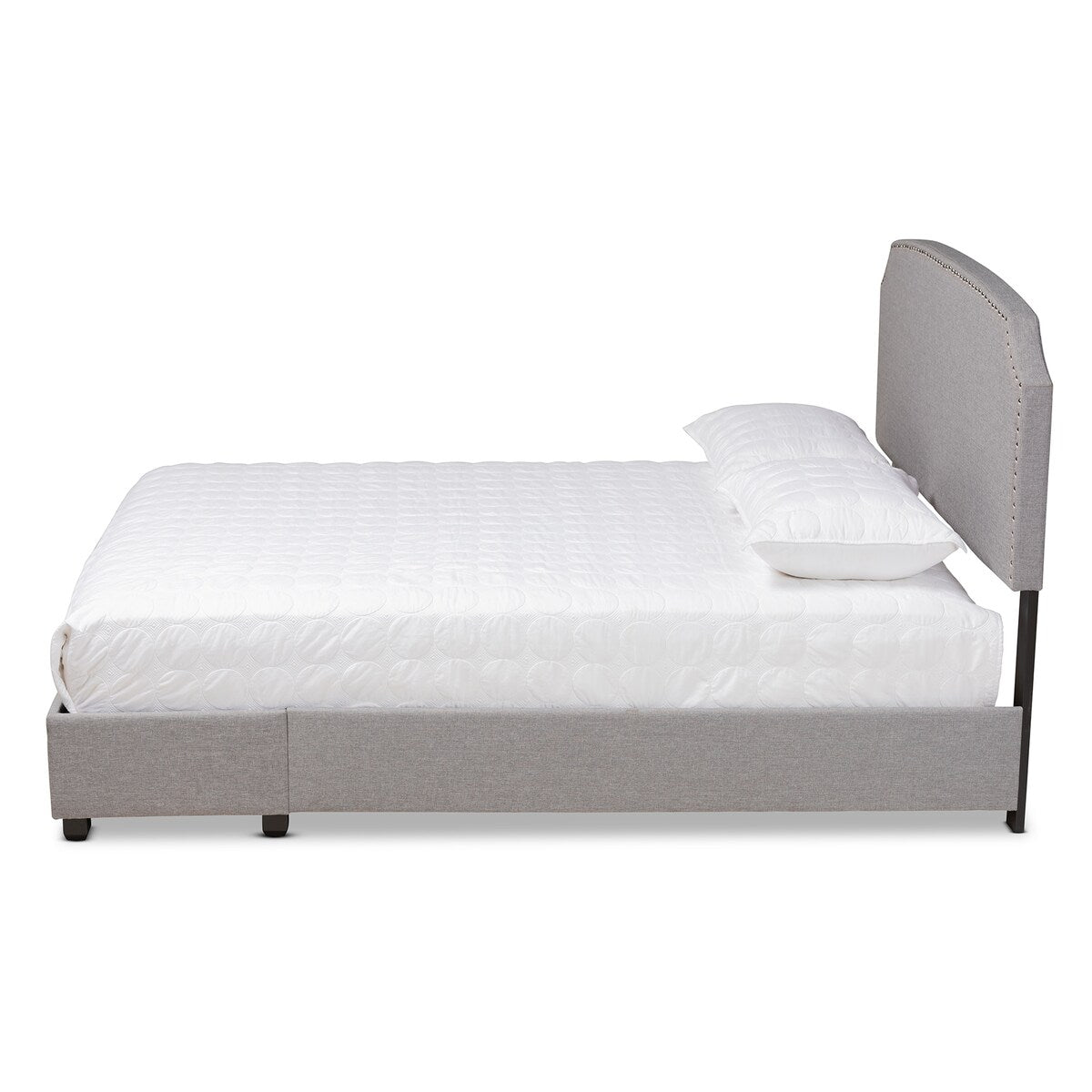 Larese Light Grey Fabric Upholstered 2-Drawer Queen Size Platform Storage Bed