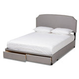 Larese Light Grey Fabric Upholstered 2-Drawer Queen Size Platform Storage Bed