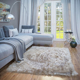 Large Area Rug for Living Room Bedroom Solid Shag Beige Color - 5' x 8'