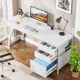 Large Computer Desk with Reversible Drawer Cabinet