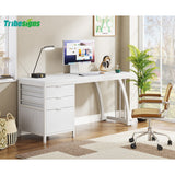 Large Computer Desk with Reversible Drawer Cabinet