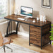 Large Computer Desk with Reversible Drawer Cabinet