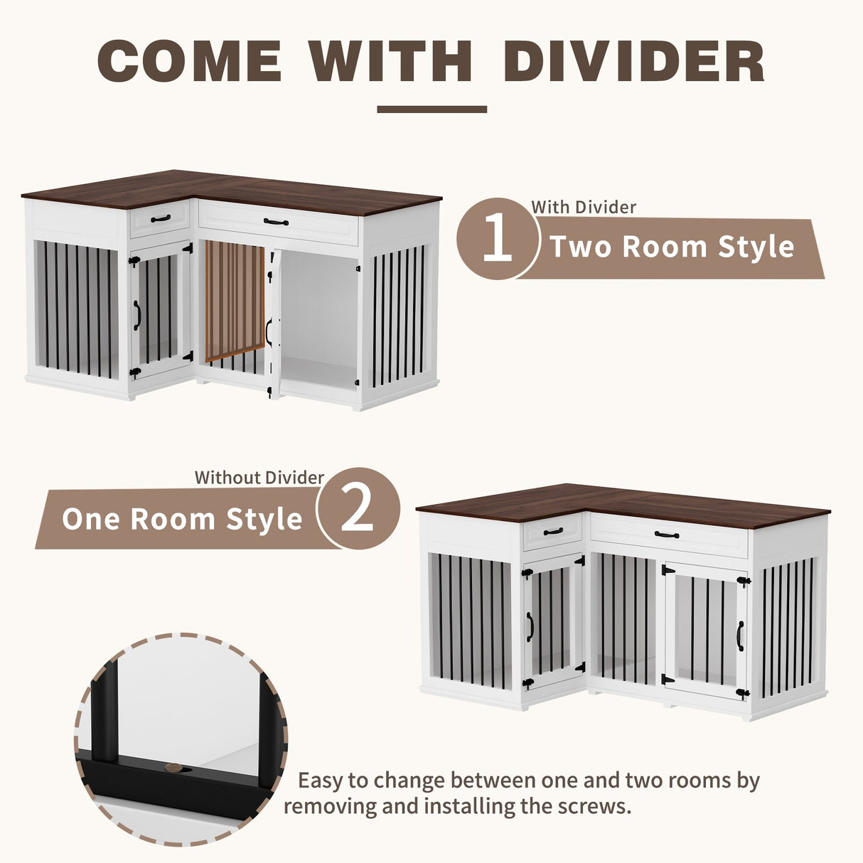 Large Corner-Designed Dog Crate Storage Solution for Pet Essentials