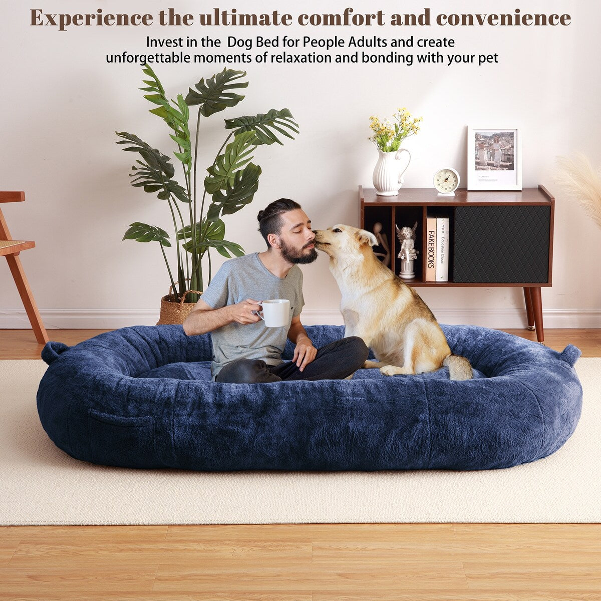 Large Dog Bed Washable Human Size Bed with Removable Cover
