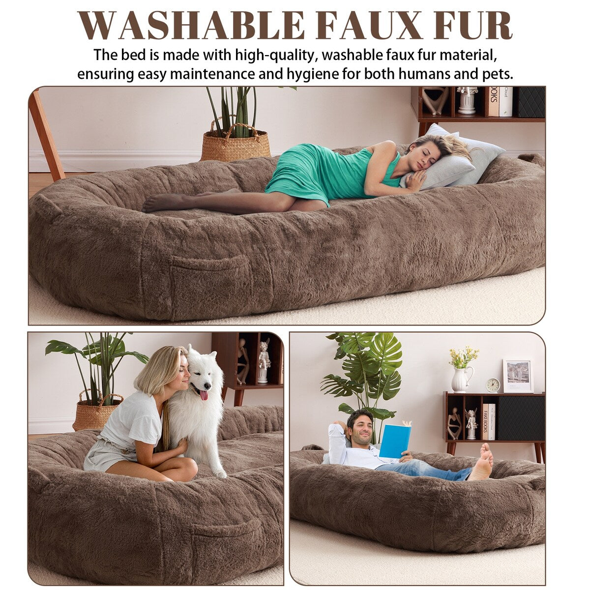 Large Dog Bed Washable Human Size Bed with Removable Cover