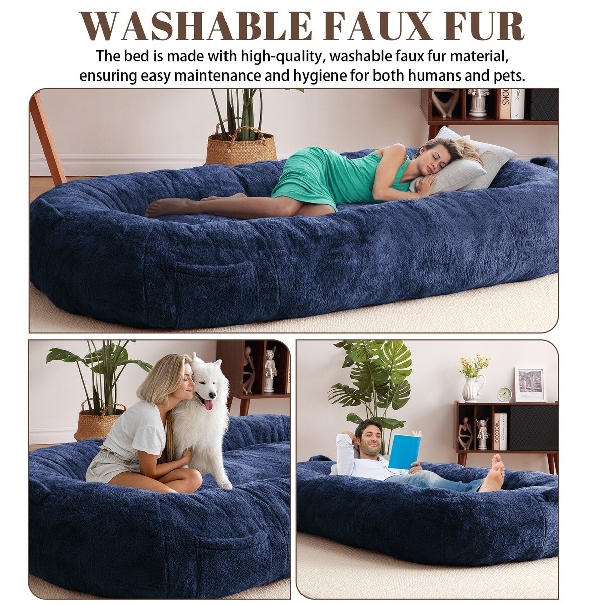 Large Dog Bed Washable Human Size Bed with Removable Cover