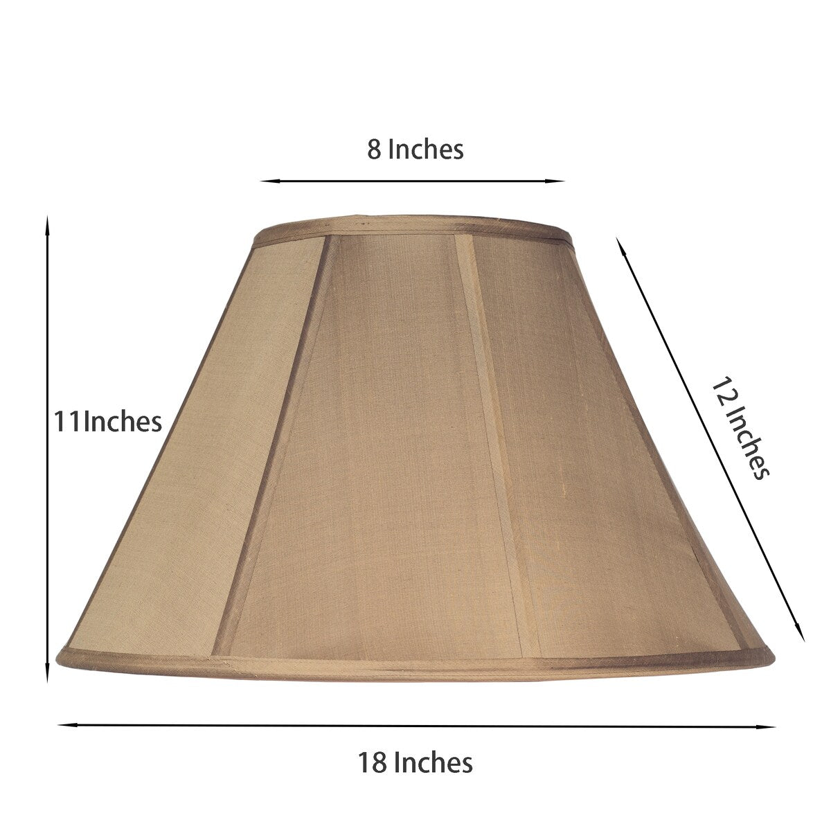 Large Empire Lamp Shade for Table Lamp and Floor Lamp, 8" Top x 18" Bottom x 11" Height, Golden Taupe, Faux Silk