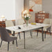 Large Extendable Kitchen Slate Dining Table Rectangular and Metal Legs