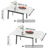 Large Extendable Kitchen Slate Dining Table Rectangular and Metal Legs