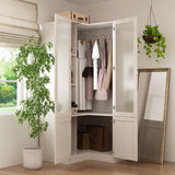 Large Glass Combination Cabinet: Contemporary Storage Closet Armoires