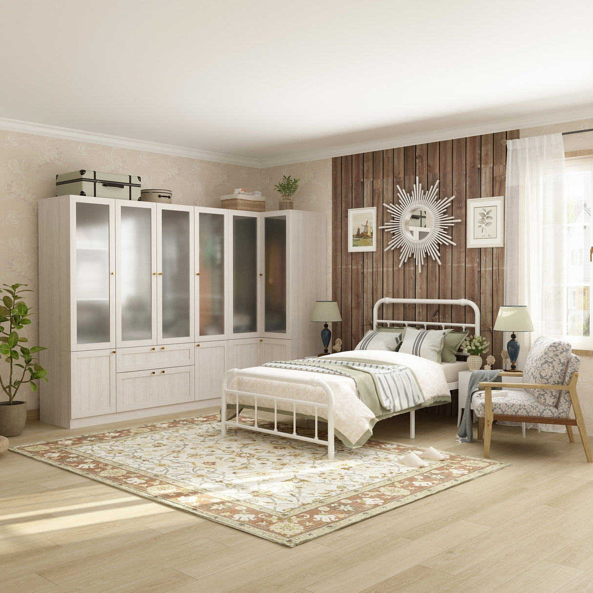 Large Glass Combination Cabinet: Contemporary Storage Closet Armoires