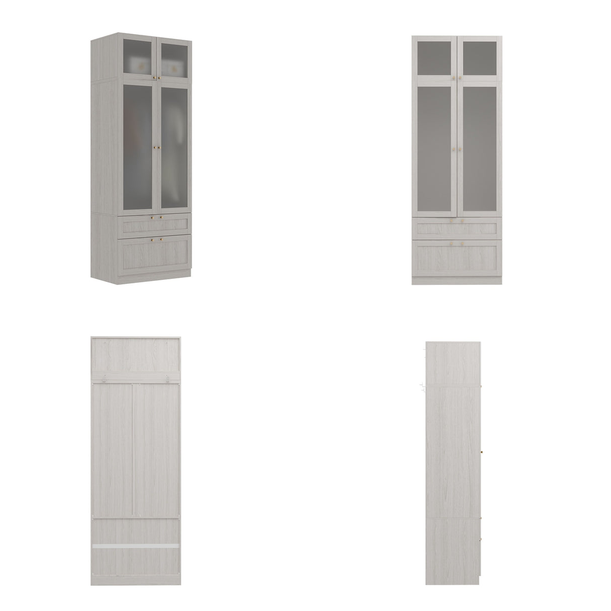 Large Glass Combination Cabinet: Contemporary Storage Closet Armoires