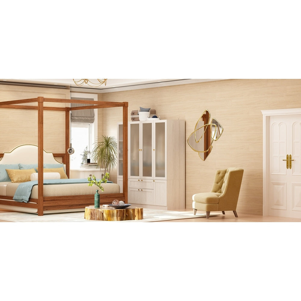 Large Glass Combination Cabinet: Contemporary Storage Closet Armoires