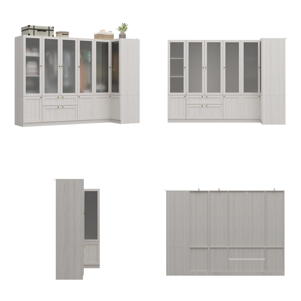 Large Glass Combination Cabinet: Contemporary Storage Closet Armoires