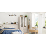 Large Glass Combination Cabinet: Contemporary Storage Closet Armoires