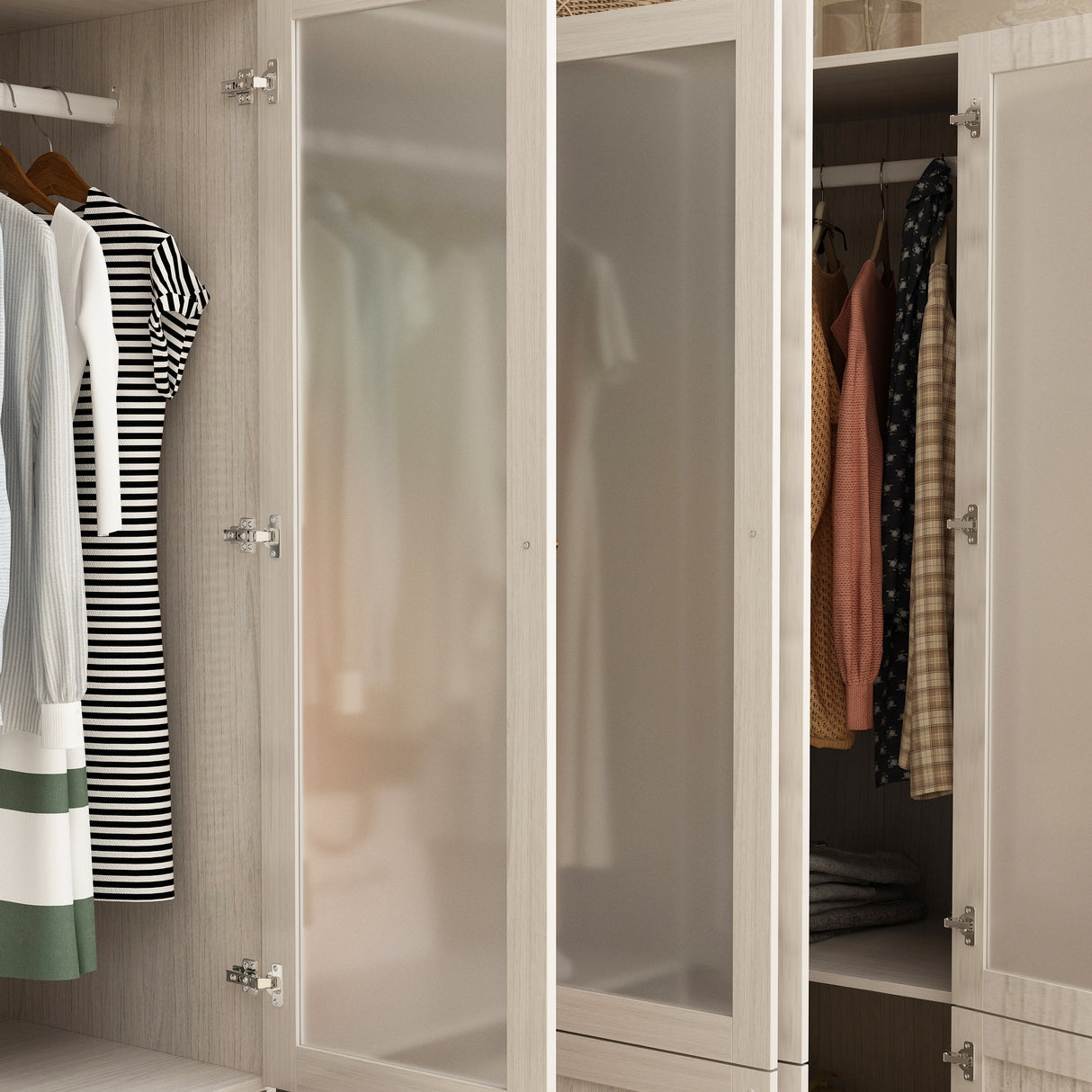 Large Glass Combination Cabinet: Contemporary Storage Closet Armoires
