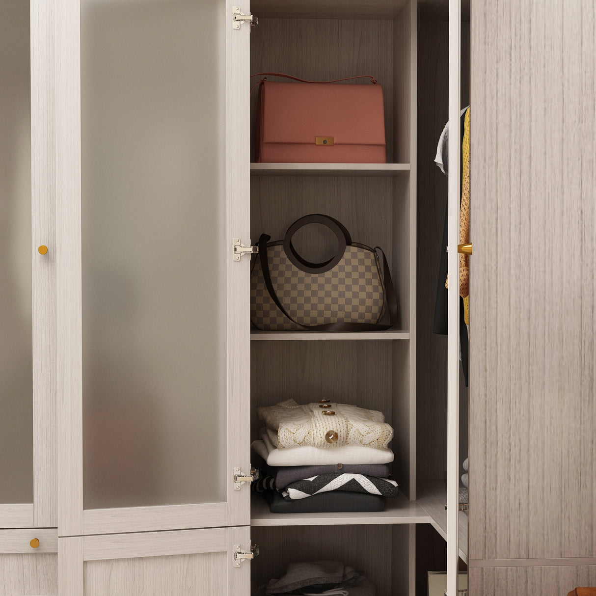 Large Glass Combination Cabinet: Contemporary Storage Closet Armoires